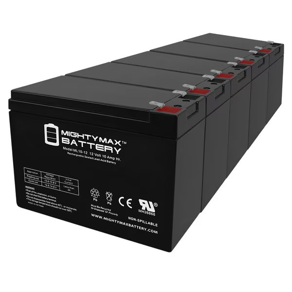 ML10-12 - 12V 10AH HCF Pacelite 707 Scooter Battery - 5 Pack, Mighty Max Battery, Mfr#: ML10-12MP5634117